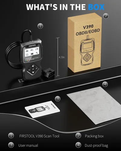 Vista 9 de Escáner OBD2 para automóvil, FIRSTOOL OBD2, herramienta de lector de código de diagnóstico con preparación I/M, probador de batería, luz de control