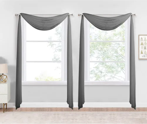 Vista 14 de NICETOWN Cenefa decorativa larga para ventana, cenefa de bufanda de boda, cortina de gasa para sala de estar, dormitorio, ceremonia
