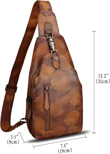 Vista 5 de Bolso bandolera de cuero genuino para mujeres y hombres, estilo vintage, hecho a mano, de cuero, bolso cruzado de moda
