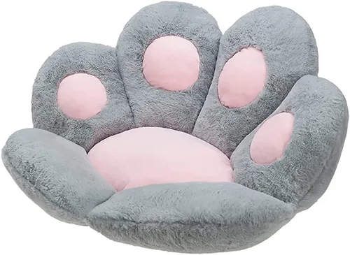 Vista 4 de Cojín de media pierna de gato de dibujos animados, sofá de una sola pieza, asiento de oficina, cojín para estudiantes (rosa cereza, 23.6 in*27.6 in)