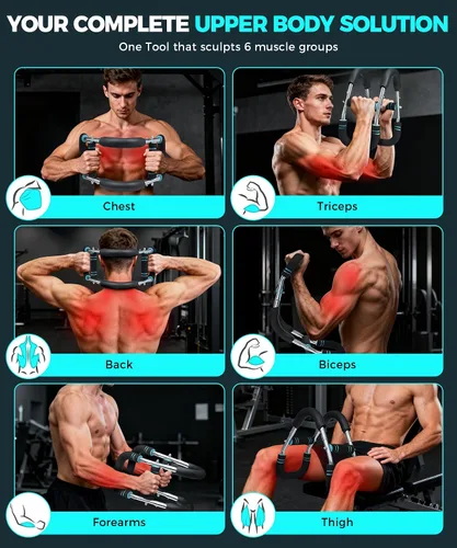 Vista 4 de BAGAIL Entrenador de brazo Twister, resistencia de 5 o 9 niveles (30-140 libras) para entrenamiento de pecho y brazos, equipo de entrenamiento