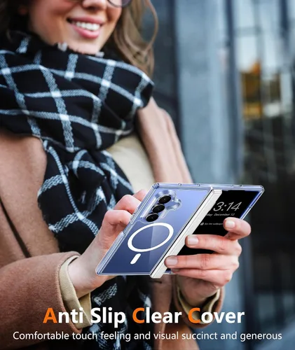 Vista 6 de FNTCASE Funda magnética para Samsung Galaxy Z Fold 7 con protección de bisagra Protector de pantalla, anti amarillento, cubierta de célula