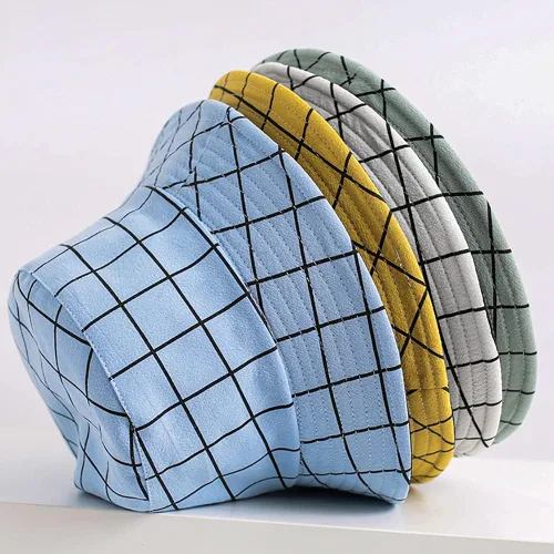 Vista 7 de Sombreros reversibles a cuadros para hombres y mujeres, para exteriores, primavera, verano, pesca, pescador, gorra de sol plegable