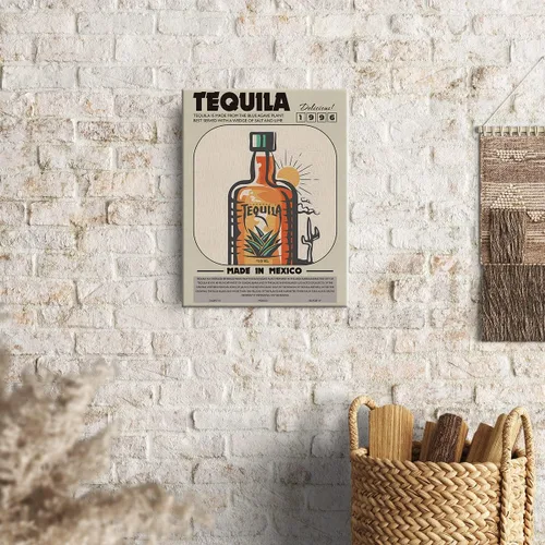 Vista 4 de Divertida impresión en lienzo de cóctel para decoración de pared de tequila, 12 x 15 pulgadas, decoración moderna para el hogar, cocina, bar