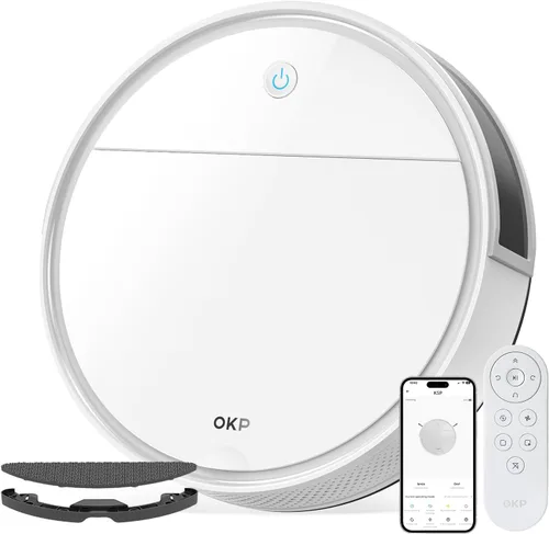 Vista 9 de OKP Robot Aspirador y Fregona Combo K5 Ultra Pequeño Limpiador Robótico con Navegación ToF LiDAR, 6000 Pa de Succión, Control WiFi/App/Alexa, 170