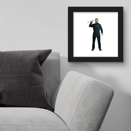 Vista 3 de Trends International Gallery Pops Halloween II - Arte de pared con cuchillo de Michael Myers, versión enmarcada negra, 12 x 12 pulgadas Versión