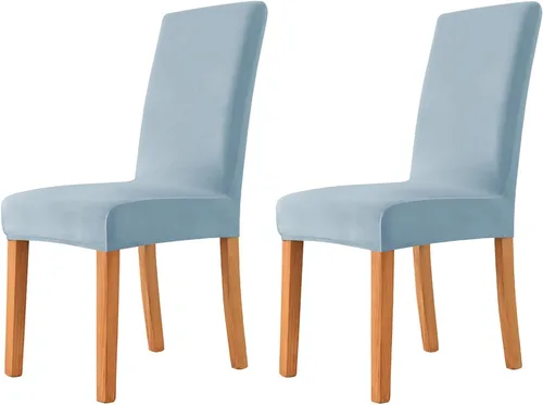 Vista 5 de Velvet Chair Covers Beige Gray, Stretch Dining Room Chair Covers 2 Pack, Super Fit Dining Chairs Slipcovers Spandex Washable Kitchen Parson Chair