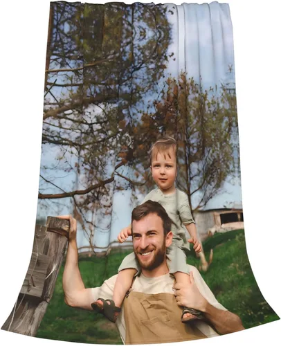 Vista 7 de Manta personalizada de franela, añade tu manta personalizada con foto, texto y imagen, para cumpleaños de adultos, Navidad, Halloween, Día