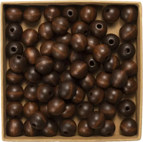 Vista 10 de Decoendiy 100 cuentas de madera para manualidades, cuentas redondas de madera de 0.630 in, cuentas de madera naturales pulidas de granja, cuentas