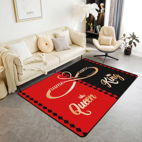 Vista 10 de Erosebridal King and Queen Custom Living Room Rugs 3x5 for Bedroom Romantic Valentine's Day Area Rug for Husband Wife Modern Black Grey His Hers