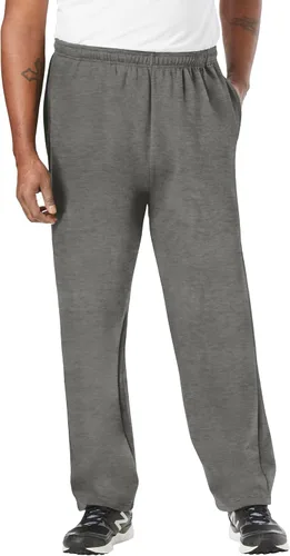 Vista 19 de KingSize - Pantalones de chándal para hombre grandes y altos de forro polar con parte inferior abierta Negro (0816)