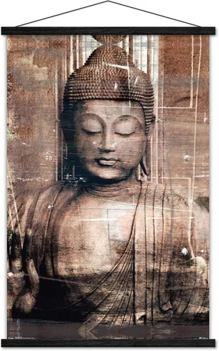 Vista 8 de Trends International Póster de pared de Buda tailandés, 14.725 x 22.375 pulgadas, versión enmarcada de madera de granero