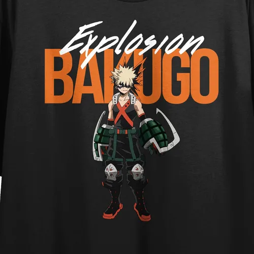 Vista 2 de My Hero Academia Bakugo Explosion - Camiseta corta negra para mujer, Negro