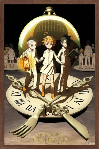 Vista 16 de Trends International The Promised Neverland - Póster de pared de grupo, 14.725 x 22.375 pulgadas, versión enmarcada de madera de granero Versión