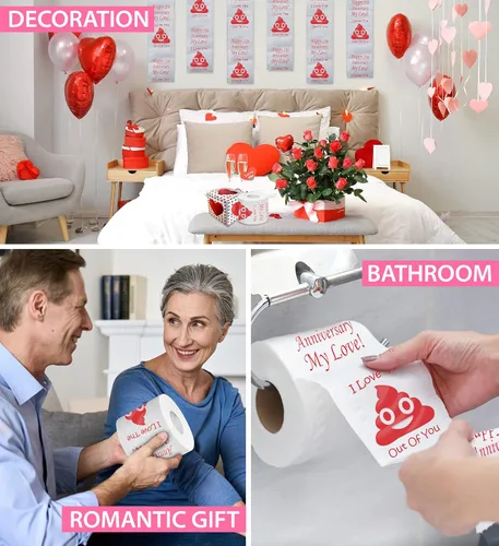 Vista 5 de Impreso TP Happy 25th Anniversary My Love - Regalo de papel higiénico divertido para marido, esposa, novio, novia, broma linda broma de broma