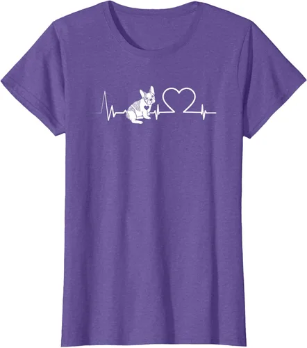 Vista 25 de Heartbeat Bulldog francés Camiseta de propietario de perros Frenchie, Negro