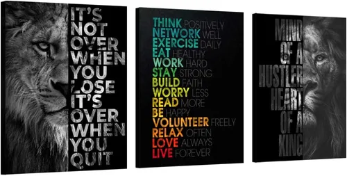 Vista 27 de Arte de pared motivacional para oficina, lienzo inspirador, arte de pared, póster de ajetreo, impresión de cita de empresario, pintura de pared, 3
