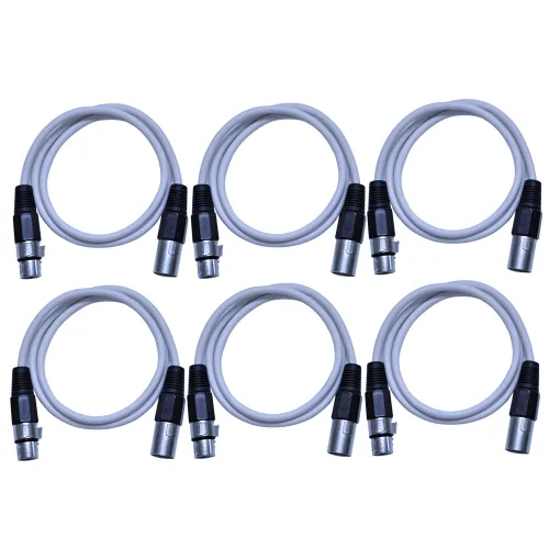 Vista 45 de SEISMIC AUDIO - SAXLX-2 - Paquete de 6 cables de conexión XLR macho a XLR hembra de 2 pies - Equilibrados - Cables de conexión de 2 pies