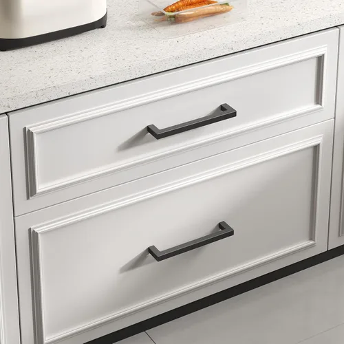 Vista 3 de Goldenwarm 1 paquete de manija cuadrada negra para cajones de gabinete de barra, de acero inoxidable, herrajes modernos para gabinetes de cocina
