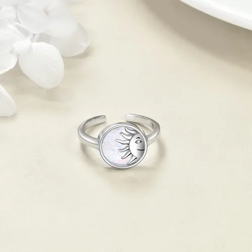 Vista 3 de YFN Anillos de plata de ley con diseño de animales, anillos abiertos ajustables, regalos de joyería para mujeres y hombres
