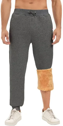 Vista 2 de HEEKPEK Pantalones de invierno de forro polar para hombre, pantalones deportivos con forro de sherpa para correr, para clima frío, cálidos