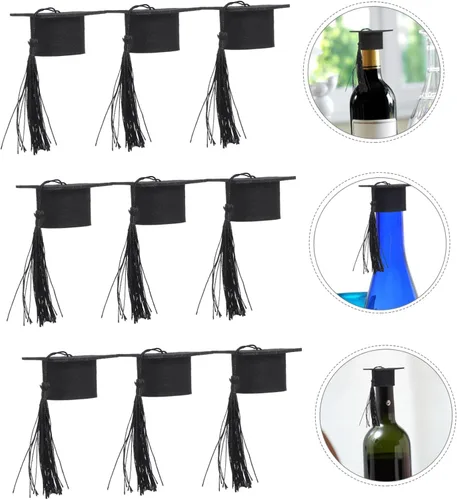 Vista 9 de 20 piezas de mini sombrero de doctor accesorios para fotos de graduación, sombreros de doctorado, decoración de tapa de botella de graduación