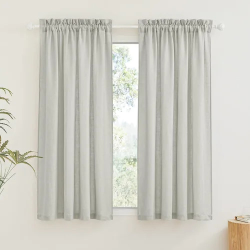 Vista 44 de RYB HOME - Cortinas de lino texturizado semitranslúcidas, privacidad media, filtro de luz, decoración de ventana para dormitorio/baño/sala de estar