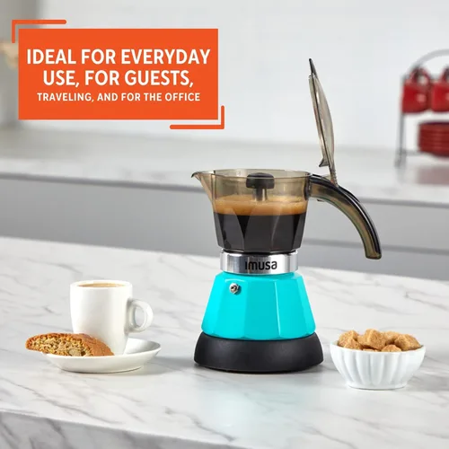 Vista 7 de IMUSA Cafetera Eléctrica de Espresso de 3 o 2 Tazas, Verde Azulado