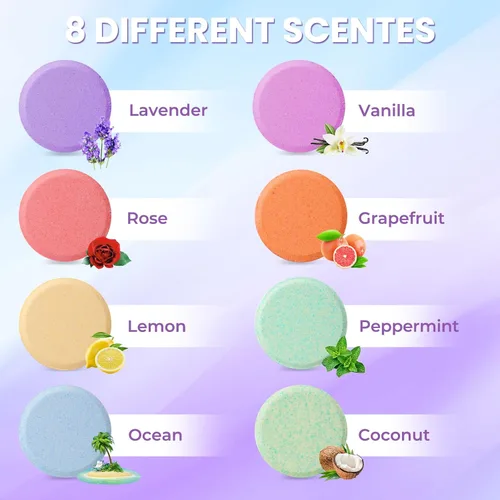 Vista 2 de CalmNFiz Vapores de ducha 8 aromas, bombas de ducha y baño con fragancias orgánicas y naturales para adolescentes y adultos, regalo de cumpleaños