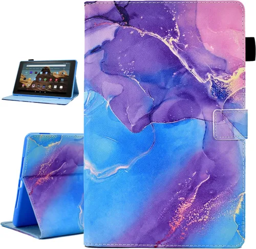 Vista 8 de Funut Funda para tablet Fire HD 10 (9ª/7ª/5ª generación, versión 2019/2017/2015), funda inteligente delgada de piel sintética con función
