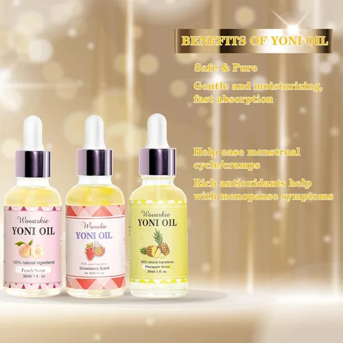 Vista 2 de Wovarkie Aceite Yoni para mujer, equilibrio de pH, desodorante femenino, humectante vaginal, cuidado femenino, aceite de Yoni totalmente natural