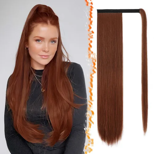 Vista 55 de BARSDAR Extensión de Cola de Caballo Corta y Recta - Extensiones de Cabello de Cola de Caballo con Cordón de 14 Pulgadas en Negro para Mujeres