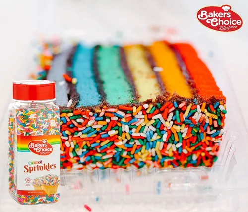 Vista 6 de Bakers Choice - Gránulos arcoíris para hornear, chispas Rainbow Jimmies para coberturas de helado, sin lácteos, Kosher de 10 onzas