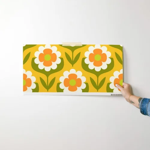 Vista 7 de Spoonflower Papel tapiz retro floral Groovy Peel and Stick