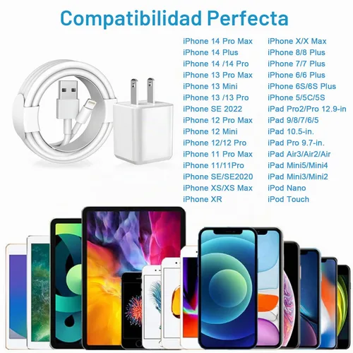 Vista 6 de [Certificado Apple MFi] Cargador de iPhone, paquete de 2 cables Lightning de carga Apple y cargador de pared USB rápido rápido adaptador de enchufe