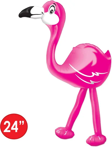 Vista 3 de Beistle Flamencos inflables de 24 pulgadas, 3 piezas, para decoraciones de fiesta Luau, decoración tropical hawaiana, rosa/blanco/negro