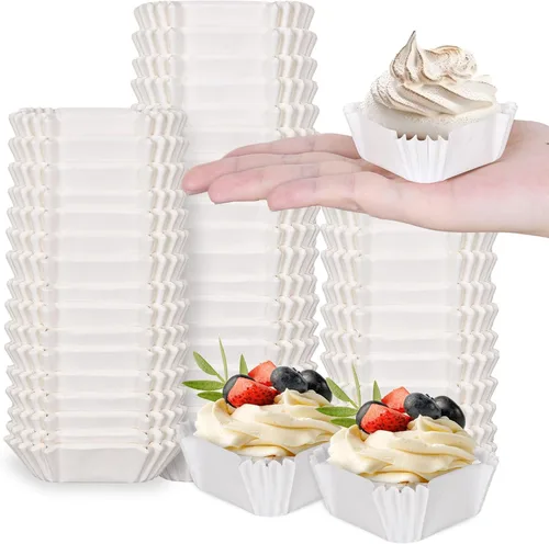 Vista 10 de Whaline 500 piezas de forros cuadrados marrones para cupcakes, desechables, brownie, tazas para hornear, color café, envoltorios para cupcakes