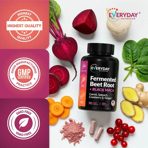 Vista 7 de Raíz de Remolacha Fermentada Orgánica, Maca Negra, Zanahoria, Espinaca, Arándano, Jengibre Mejora la Salud General para Mujeres y Hombres