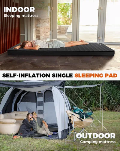 Vista 3 de KingCamp PREMIUM SINGLE - Colchoneta de dormir autoinflable, colchón de aire y espuma de valor R 7.5, almohadilla de dormir aislada de 3 pulgadas