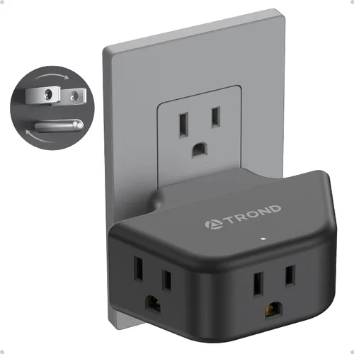Vista 9 de TROND Extensor de salida con USB, divisor de pared con 2 tomas AC, 3 puertos USB, adaptador de enchufe de pared de diseño de 3 lados, elementos