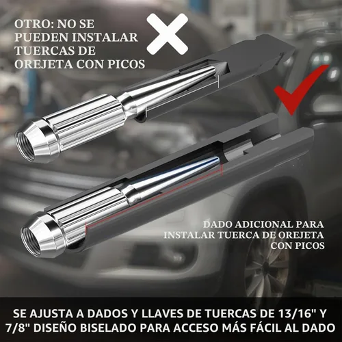 Vista 5 de MIXPOWER Juego de 8 llaves de tuerca de llanta métricas SAE y para una fácil extracción de tuercas de bloqueo en el mercado de accesorios 5, 6, 7