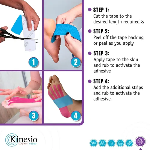 Vista 5 de Kinesio Cinta - Soporte precortado para los pies - Tiras de cinta atlética optimizadas