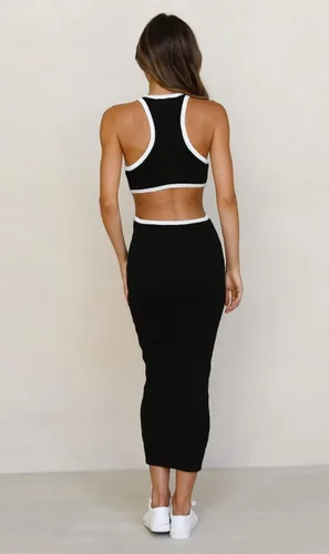 Vista 3 de NauLon Vestido ajustado sexy para mujer, cintura recortada, espalda abierta, longitud hasta el tobillo, acanalado, fiesta, club, mini vestidos midi
