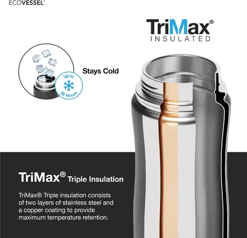 Vista 4 de Botella de agua aislada para gimnasio con pajilla, botella de agua de acero inoxidable de 24 onzas, Trimax 36 horas de frío, botella deportiva "The