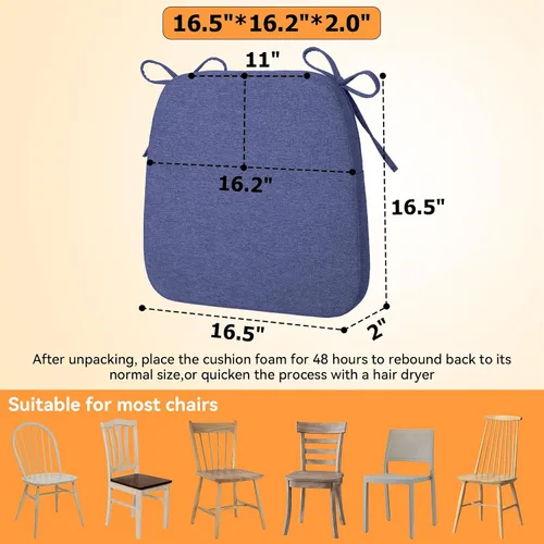 Vista 6 de Millsilo Juego de 2 cojines para sillas de interior, fundas de asiento de cocina en forma de D, cojines de asiento de respaldo para sillas