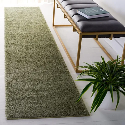 Vista 29 de SAFAVIEH Tahoe Shag Collection - Alfombra de área de 2 x 7 pies, color gris, diseño geométrico, felpa de 1.2 pulgadas de grosor, ideal para zonas