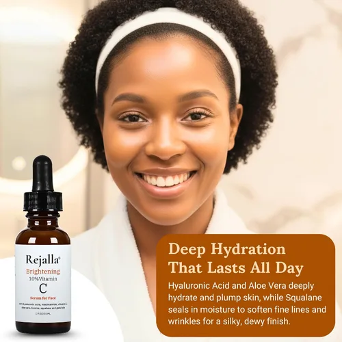 Vista 4 de Suero de vitamina C para la cara - 10% de vitamina C ácido hialurónico niacinamida suero antienvejecimiento - Suero facial luminoso - Manchas
