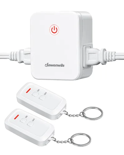Vista 8 de DEWENWILS Toma de control remoto para interiores, interruptor de luz remoto inalámbrico con 2 salidas laterales, interruptor de salida remoto sin