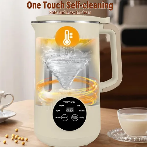 Vista 2 de Máquina automática de leche de soja 8 en 1, máquina de leche de soja de 40 onzas para almendras caseras, avena, leche de soja, pasta de arroz