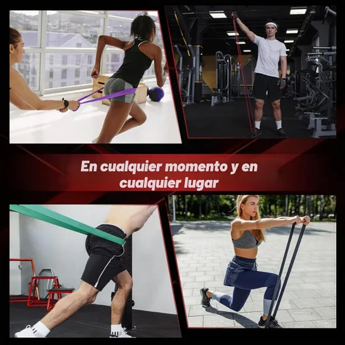 Vista 7 de Bandas de asistencia para dominadas, bandas de resistencia de 5 niveles para entrenamiento, bandas de ejercicio de resistencia para hombres